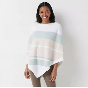 Barefoot Dreams Ocean‎ Breeze Poncho Pink Stripe One Size BDWCU1966